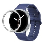 Dây đồng hồ silicone thêu màu trơn và viền kim cương, dành cho Samsung Galaxy Watch8 44mm, Samsung Galaxy Watch8 40mm