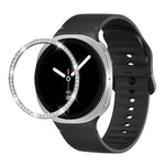 Dây đồng hồ silicone thêu màu trơn và viền kim cương, dành cho Samsung Galaxy Watch8 44mm, Samsung Galaxy Watch8 40mm