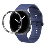 Dây đồng hồ silicone thêu màu trơn và viền kim cương, dành cho Samsung Galaxy Watch8 44mm, Samsung Galaxy Watch8 40mm