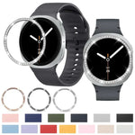 Dây đồng hồ silicone thêu màu trơn và viền kim cương, dành cho Samsung Galaxy Watch8 44mm, Samsung Galaxy Watch8 40mm