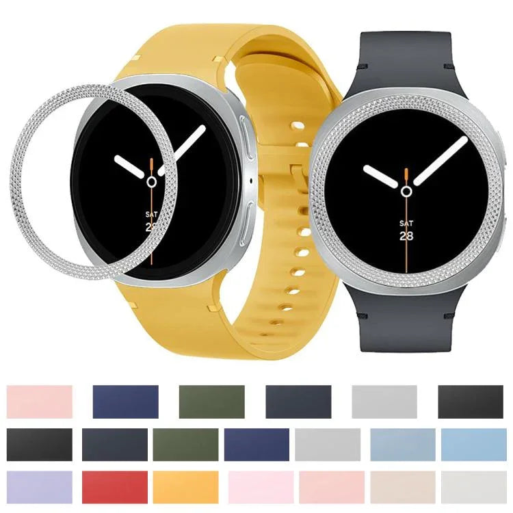 Dây Đeo Đồng Hồ Silicone Viền Họa Tiết Hình Thoi Và Màu Đơn May Chắc, Cho Samsung Galaxy Watch8 44mm, Cho Samsung Galaxy Watch8 40mm