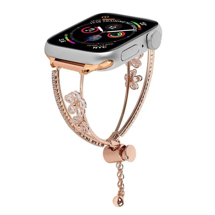 Dây đồng hồ vòng tay hoa 5 cánh Zircon khảm đồng, Dành cho Apple Watch 46mm / 49mm / 45mm / 44mm, Dành cho Apple Watch 42mm / 41mm / 40mm / 38mm