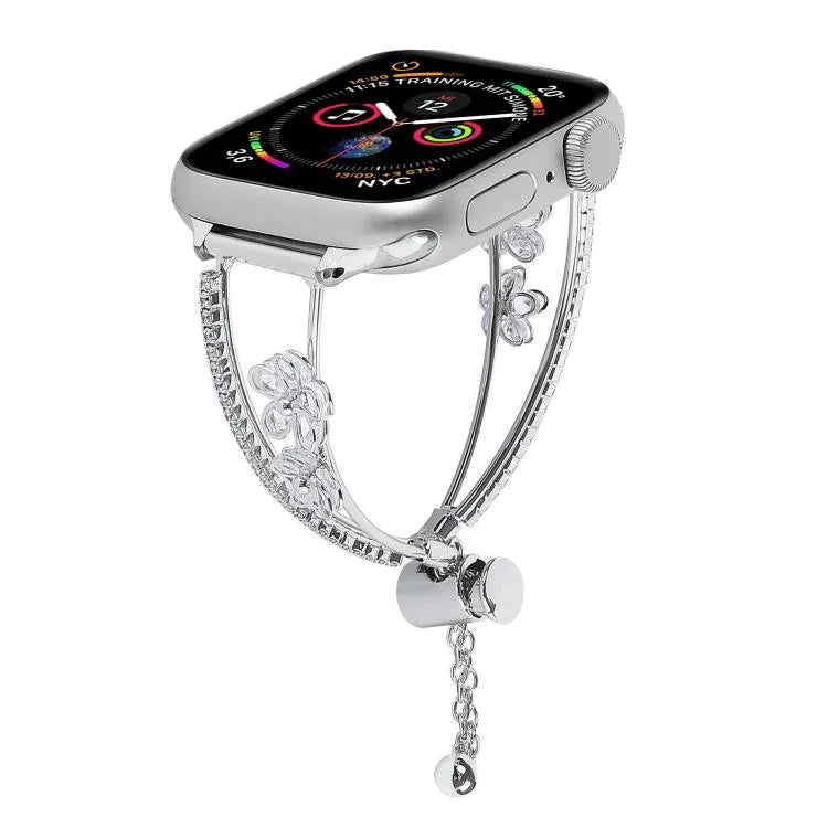 Dây đồng hồ vòng tay hoa 5 cánh Zircon khảm đồng, Dành cho Apple Watch 46mm / 49mm / 45mm / 44mm, Dành cho Apple Watch 42mm / 41mm / 40mm / 38mm