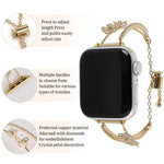 Dây đồng hồ vòng tay hoa 5 cánh Zircon khảm đồng, Dành cho Apple Watch 46mm / 49mm / 45mm / 44mm, Dành cho Apple Watch 42mm / 41mm / 40mm / 38mm