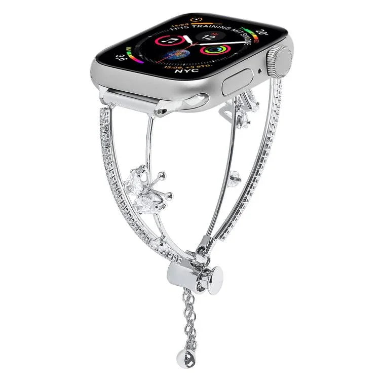 Dây đồng hồ vòng tay Zircon bướm khảm đồng, Dành cho Apple Watch 46mm / 49mm / 45mm / 44mm, Dành cho Apple Watch 42mm / 41mm / 40mm / 38mm