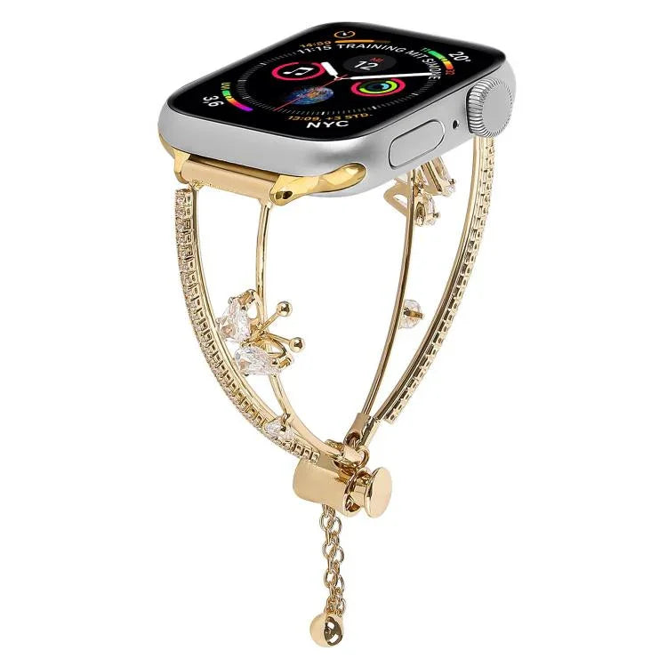 Dây đồng hồ vòng tay Zircon bướm khảm đồng, Dành cho Apple Watch 46mm / 49mm / 45mm / 44mm, Dành cho Apple Watch 42mm / 41mm / 40mm / 38mm