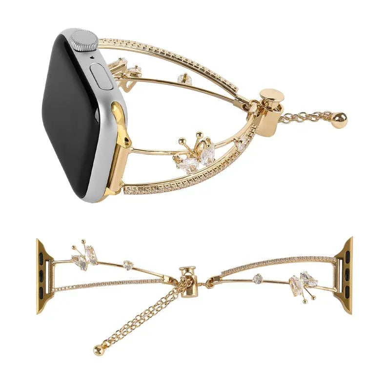 Dây đồng hồ vòng tay Zircon bướm khảm đồng, Dành cho Apple Watch 46mm / 49mm / 45mm / 44mm, Dành cho Apple Watch 42mm / 41mm / 40mm / 38mm