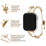 Dây đồng hồ vòng tay Zircon bướm khảm đồng, Dành cho Apple Watch 46mm / 49mm / 45mm / 44mm, Dành cho Apple Watch 42mm / 41mm / 40mm / 38mm