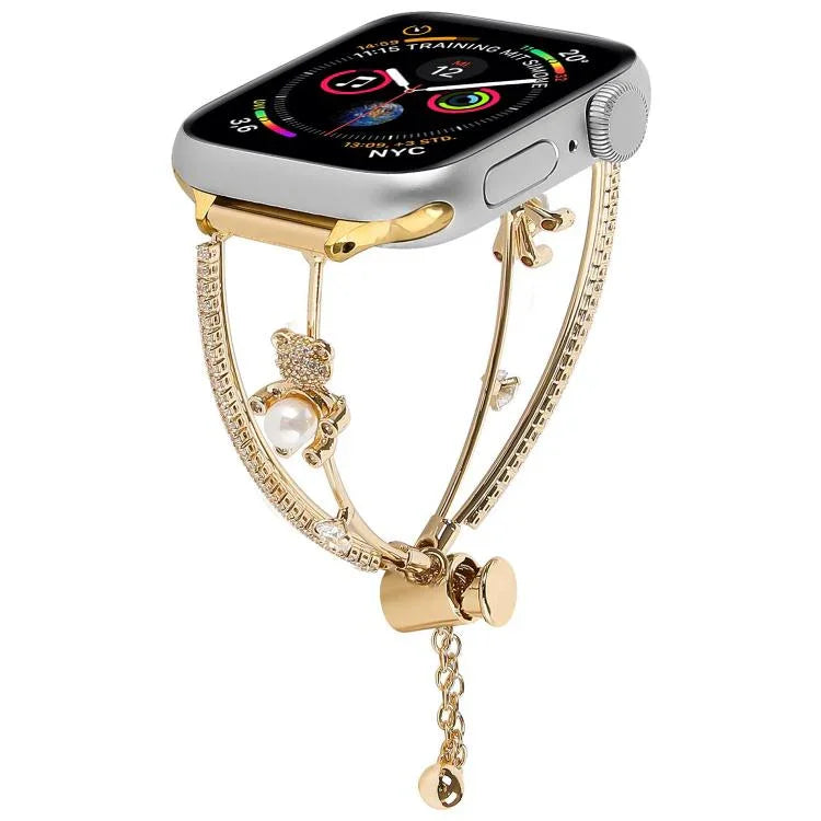 Dây đồng hồ vòng tay gấu khảm đồng Zircon, dành cho Apple Watch 46mm / 49mm / 45mm / 44mm, dành cho Apple Watch 42mm / 41mm / 40mm / 38mm