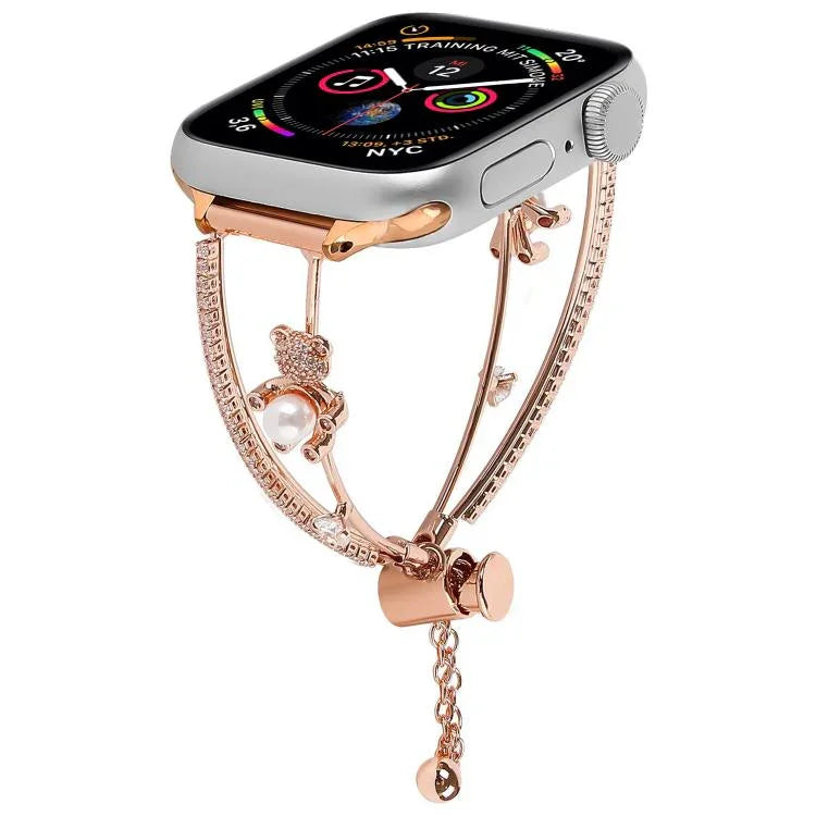 Dây đồng hồ vòng tay gấu khảm đồng Zircon, dành cho Apple Watch 46mm / 49mm / 45mm / 44mm, dành cho Apple Watch 42mm / 41mm / 40mm / 38mm