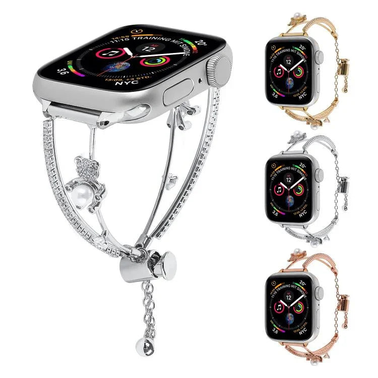Dây đồng hồ vòng tay gấu khảm đồng Zircon, dành cho Apple Watch 46mm / 49mm / 45mm / 44mm, dành cho Apple Watch 42mm / 41mm / 40mm / 38mm