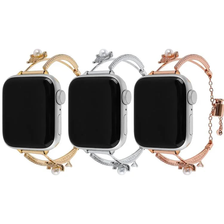Dây đồng hồ vòng tay gấu khảm đồng Zircon, dành cho Apple Watch 46mm / 49mm / 45mm / 44mm, dành cho Apple Watch 42mm / 41mm / 40mm / 38mm