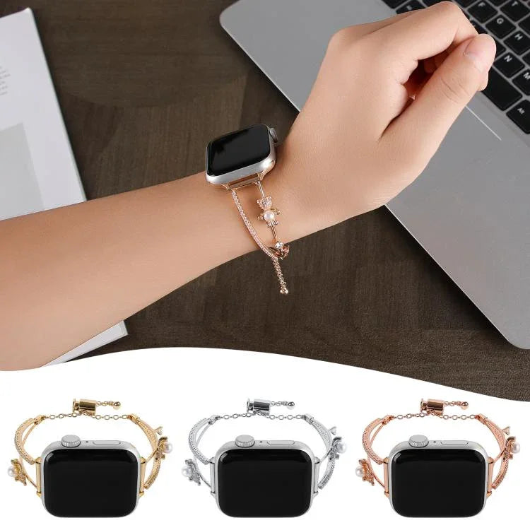 Dây đồng hồ vòng tay gấu khảm đồng Zircon, dành cho Apple Watch 46mm / 49mm / 45mm / 44mm, dành cho Apple Watch 42mm / 41mm / 40mm / 38mm