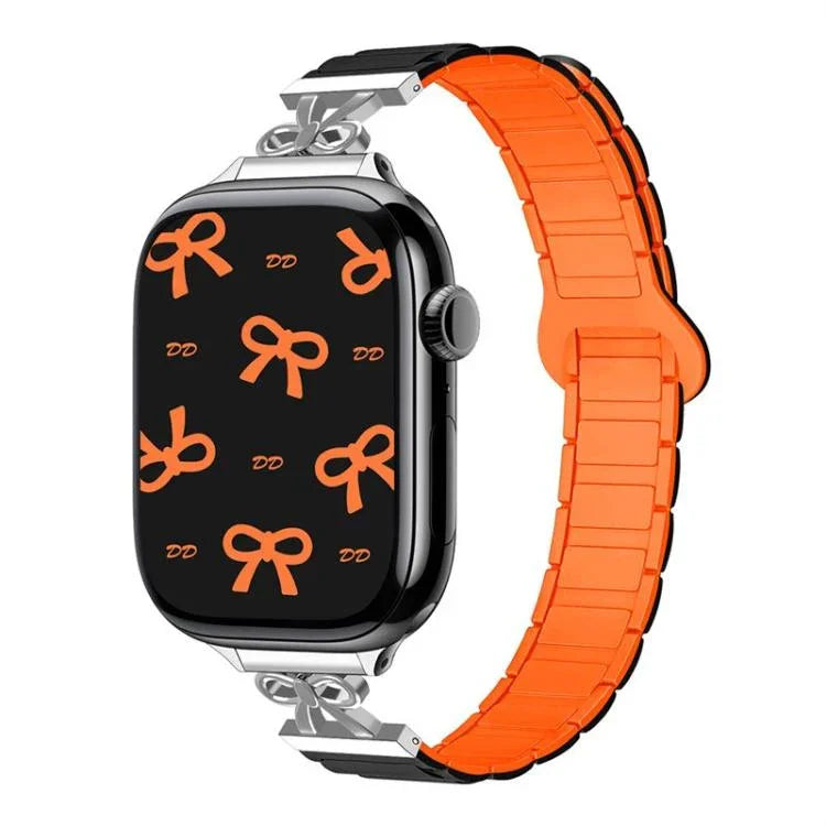 Dây đồng hồ silicone từ tính eo nhỏ Bow, dành cho Apple Watch 46mm / 49mm / 45mm / 44mm, dành cho Apple Watch 42mm / 41mm / 40mm / 38mm