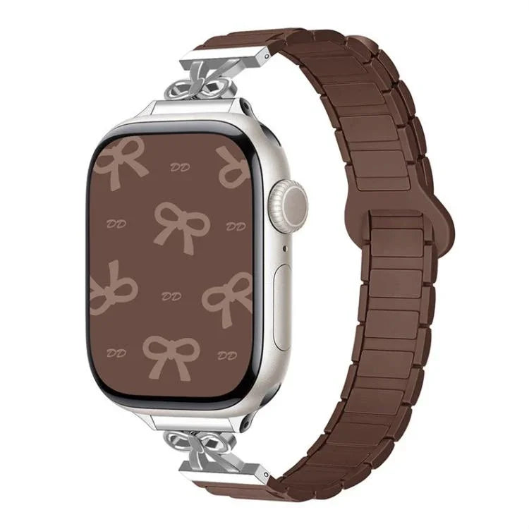 Dây đồng hồ silicone từ tính eo nhỏ Bow, dành cho Apple Watch 46mm / 49mm / 45mm / 44mm, dành cho Apple Watch 42mm / 41mm / 40mm / 38mm