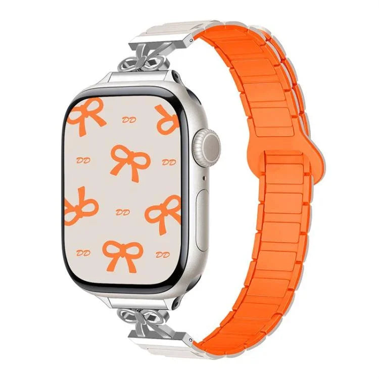 Dây đồng hồ silicone từ tính eo nhỏ Bow, dành cho Apple Watch 46mm / 49mm / 45mm / 44mm, dành cho Apple Watch 42mm / 41mm / 40mm / 38mm