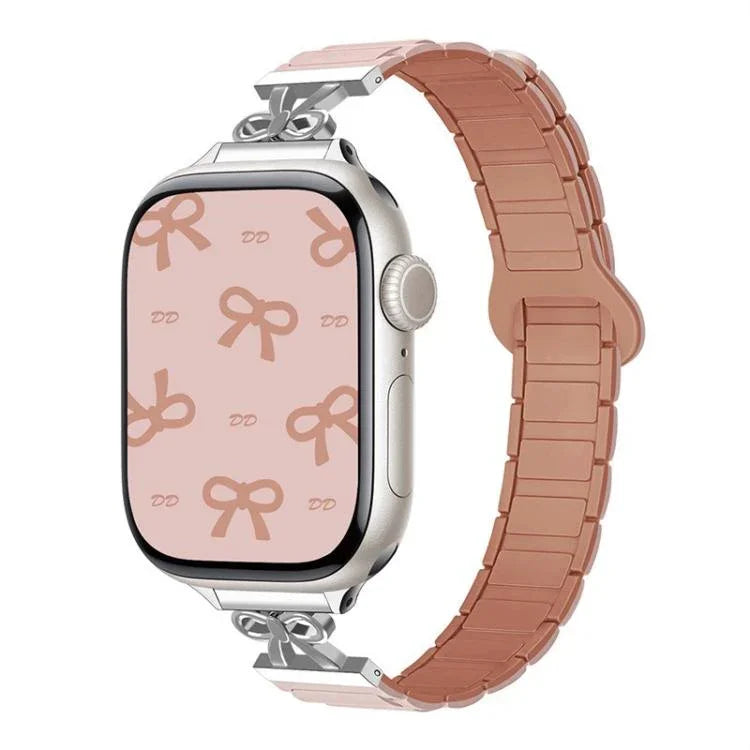 Dây đồng hồ silicone từ tính eo nhỏ Bow, dành cho Apple Watch 46mm / 49mm / 45mm / 44mm, dành cho Apple Watch 42mm / 41mm / 40mm / 38mm
