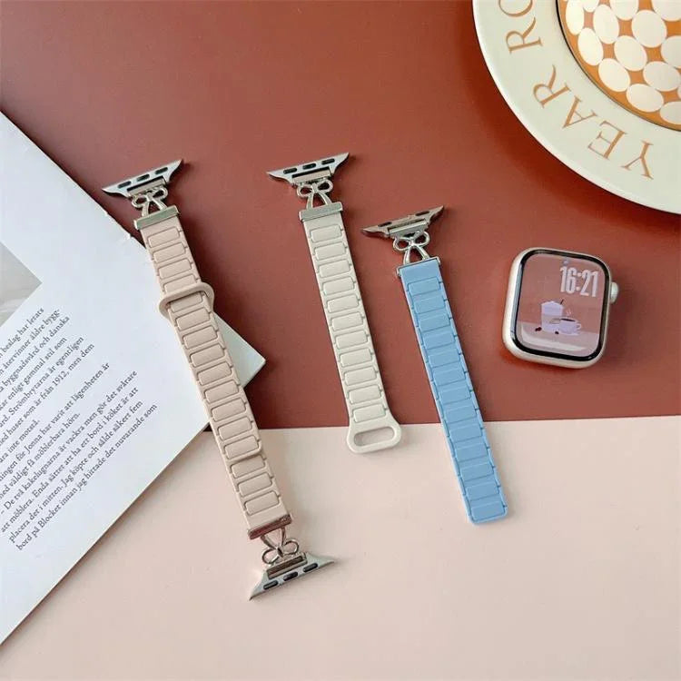Dây đồng hồ silicone từ tính eo nhỏ Bow, dành cho Apple Watch 46mm / 49mm / 45mm / 44mm, dành cho Apple Watch 42mm / 41mm / 40mm / 38mm