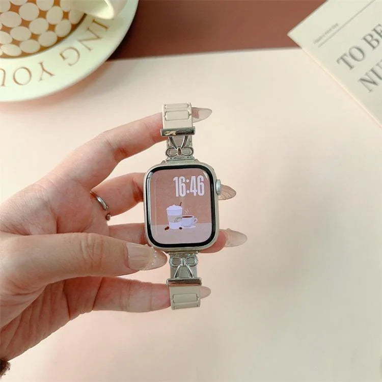 Dây đồng hồ silicone từ tính eo nhỏ Bow, dành cho Apple Watch 46mm / 49mm / 45mm / 44mm, dành cho Apple Watch 42mm / 41mm / 40mm / 38mm