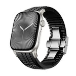 Dây đồng hồ silicone khóa gập họa tiết nổi, dành cho Apple Watch 46mm / 49mm / 45mm / 44mm