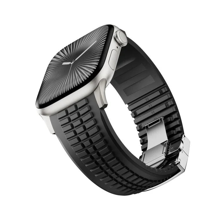 Dây đồng hồ silicone khóa gập họa tiết nổi, dành cho Apple Watch 46mm / 49mm / 45mm / 44mm