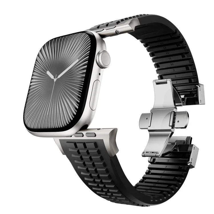 Dây đồng hồ silicone khóa gập họa tiết nổi, dành cho Apple Watch 46mm / 49mm / 45mm / 44mm
