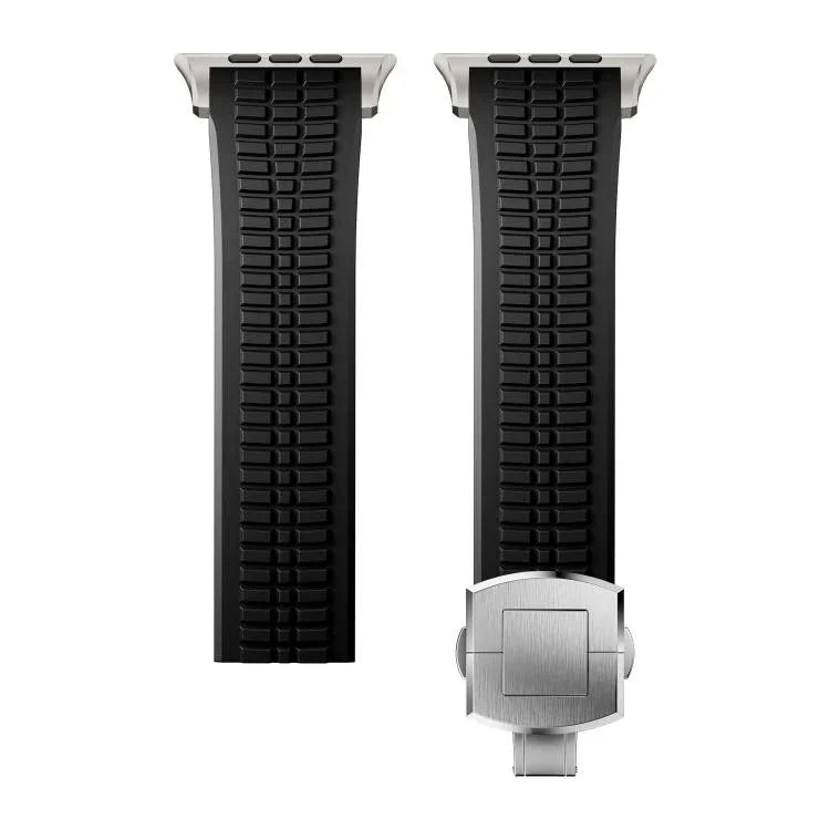 Dây đồng hồ silicone khóa gập họa tiết nổi, dành cho Apple Watch 46mm / 49mm / 45mm / 44mm