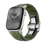 Dây đồng hồ silicone khóa gập họa tiết nổi, dành cho Apple Watch 46mm / 49mm / 45mm / 44mm