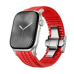 Dây đồng hồ silicone khóa gập họa tiết nổi, dành cho Apple Watch 46mm / 49mm / 45mm / 44mm