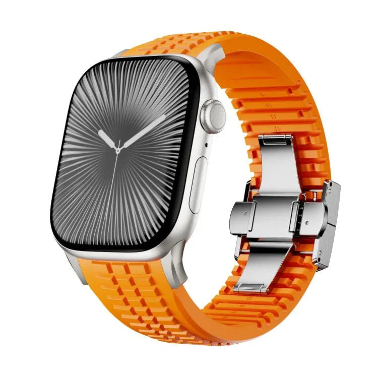 Dây đồng hồ silicone khóa gập họa tiết nổi, dành cho Apple Watch 46mm / 49mm / 45mm / 44mm