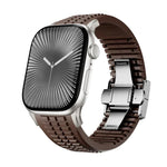 Dây đồng hồ silicone khóa gập họa tiết nổi, dành cho Apple Watch 46mm / 49mm / 45mm / 44mm