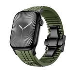 Dây đồng hồ silicone khóa gập họa tiết nổi, dành cho Apple Watch 46mm / 49mm / 45mm / 44mm