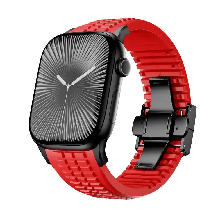 Dây đồng hồ silicone khóa gập họa tiết nổi, dành cho Apple Watch 46mm / 49mm / 45mm / 44mm