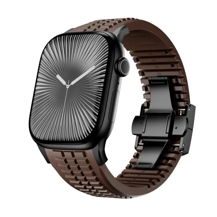 Dây đồng hồ silicone khóa gập họa tiết nổi, dành cho Apple Watch 46mm / 49mm / 45mm / 44mm