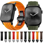 Dây đồng hồ silicone khóa gập họa tiết nổi, dành cho Apple Watch 46mm / 49mm / 45mm / 44mm