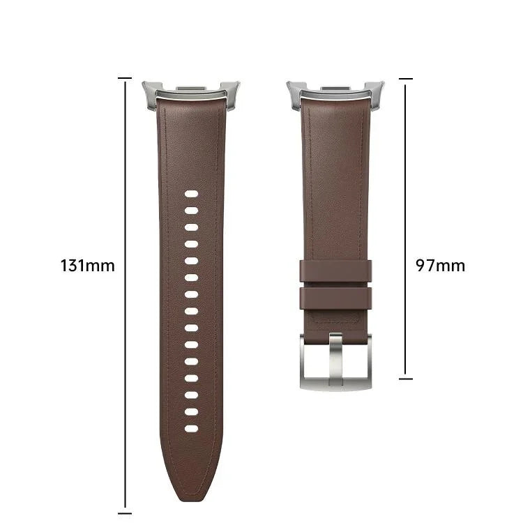 Metal Head Leather Skin Silicone Watch Band, For Samsung Galaxy Watch8 / Watch8 Classic