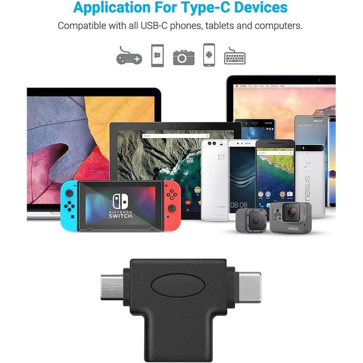 JUNSUNMAY Bộ chuyển đổi OTG 2 trong 1 USB 3.0 sang Micro USB và Type-C, 2 trong 1