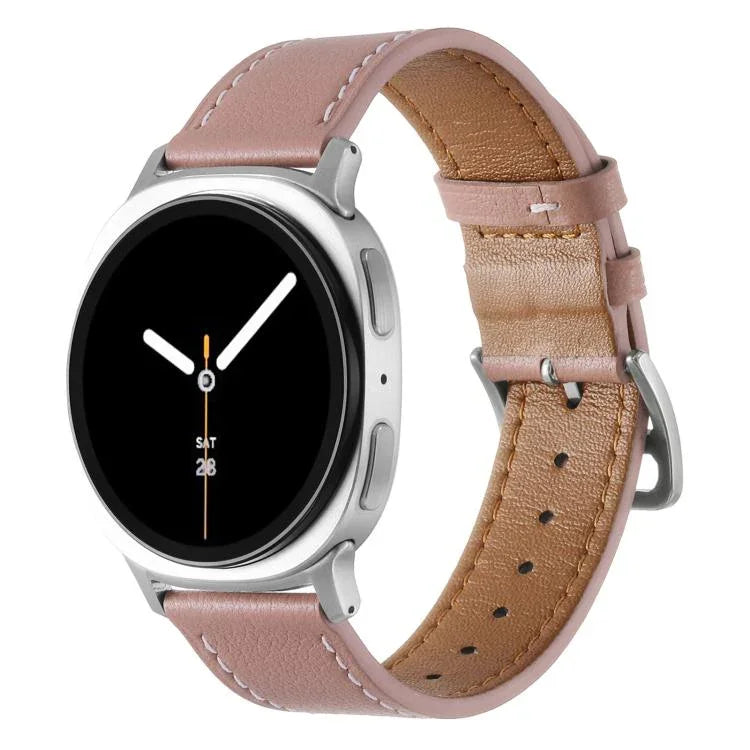 Dây đồng hồ da thật khóa bạc thép không gỉ, Dành cho Samsung Galaxy Watch8 / Watch8 Classic