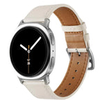 Dây đồng hồ da thật khóa bạc thép không gỉ, Dành cho Samsung Galaxy Watch8 / Watch8 Classic