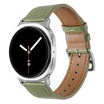 Dây đồng hồ da thật khóa bạc thép không gỉ, Dành cho Samsung Galaxy Watch8 / Watch8 Classic