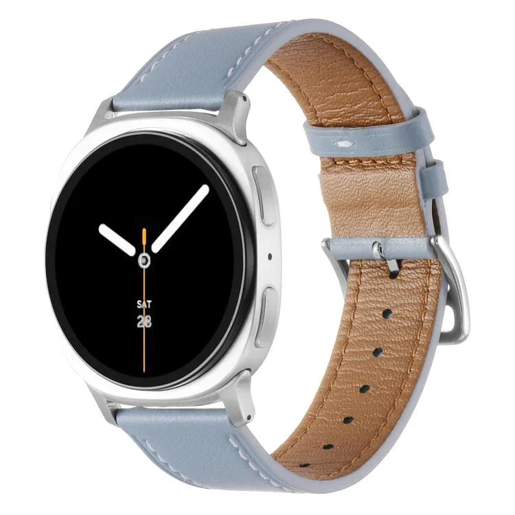 Dây đồng hồ da thật khóa bạc thép không gỉ, Dành cho Samsung Galaxy Watch8 / Watch8 Classic