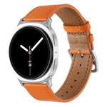 Dây đồng hồ da thật khóa bạc thép không gỉ, Dành cho Samsung Galaxy Watch8 / Watch8 Classic