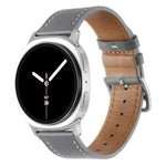 Dây đồng hồ da thật khóa bạc thép không gỉ, Dành cho Samsung Galaxy Watch8 / Watch8 Classic