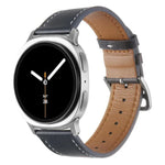 Dây đồng hồ da thật khóa bạc thép không gỉ, Dành cho Samsung Galaxy Watch8 / Watch8 Classic