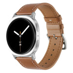 Dây đồng hồ da thật khóa bạc thép không gỉ, Dành cho Samsung Galaxy Watch8 / Watch8 Classic