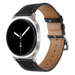 Dây đồng hồ da thật khóa bạc thép không gỉ, Dành cho Samsung Galaxy Watch8 / Watch8 Classic