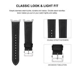 Dây đồng hồ da thật khóa bạc thép không gỉ, Dành cho Samsung Galaxy Watch8 / Watch8 Classic