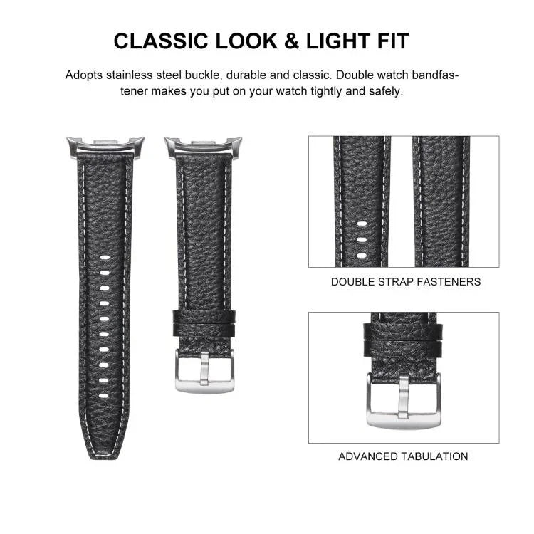 Lychee Texture Genuine Leather Watch Band, For Samsung Galaxy Watch8 / Watch8 Classic