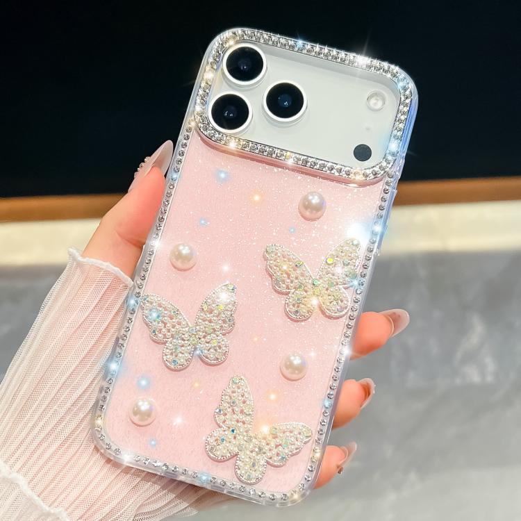 Ốp lưng điện thoại chống sốc bốn góc đính kim cương lấp lánh hình bướm ngọc trai, dành cho iPhone 17 Pro Max, iPhone 17 Pro, iPhone 17, iPhone Air, iPhone 16 Pro Max, iPhone 16 Pro, iPhone 16 Plus, iPhone 16