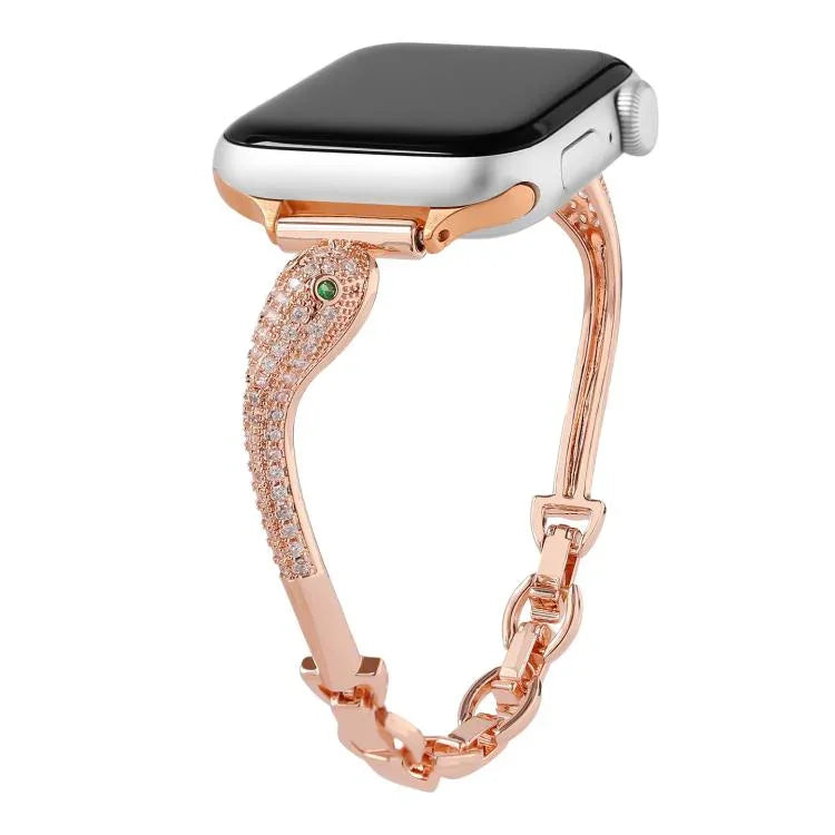 Dây Đeo Đồng Hồ Đầu Rắn Đính Zircon Mạ Đồng, Dành Cho Apple Watch 46mm / 49mm / 45mm / 44mm, Dành Cho Apple Watch 42mm / 41mm / 40mm / 38mm